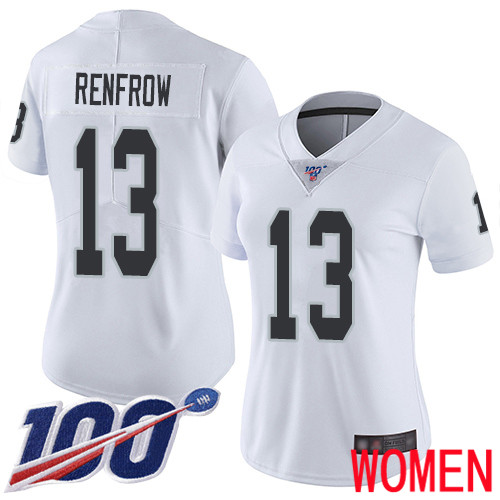 Oakland Raiders Limited White Women Hunter Renfrow Road Jersey NFL Football #13 100th Season Jersey->women nfl jersey->Women Jersey